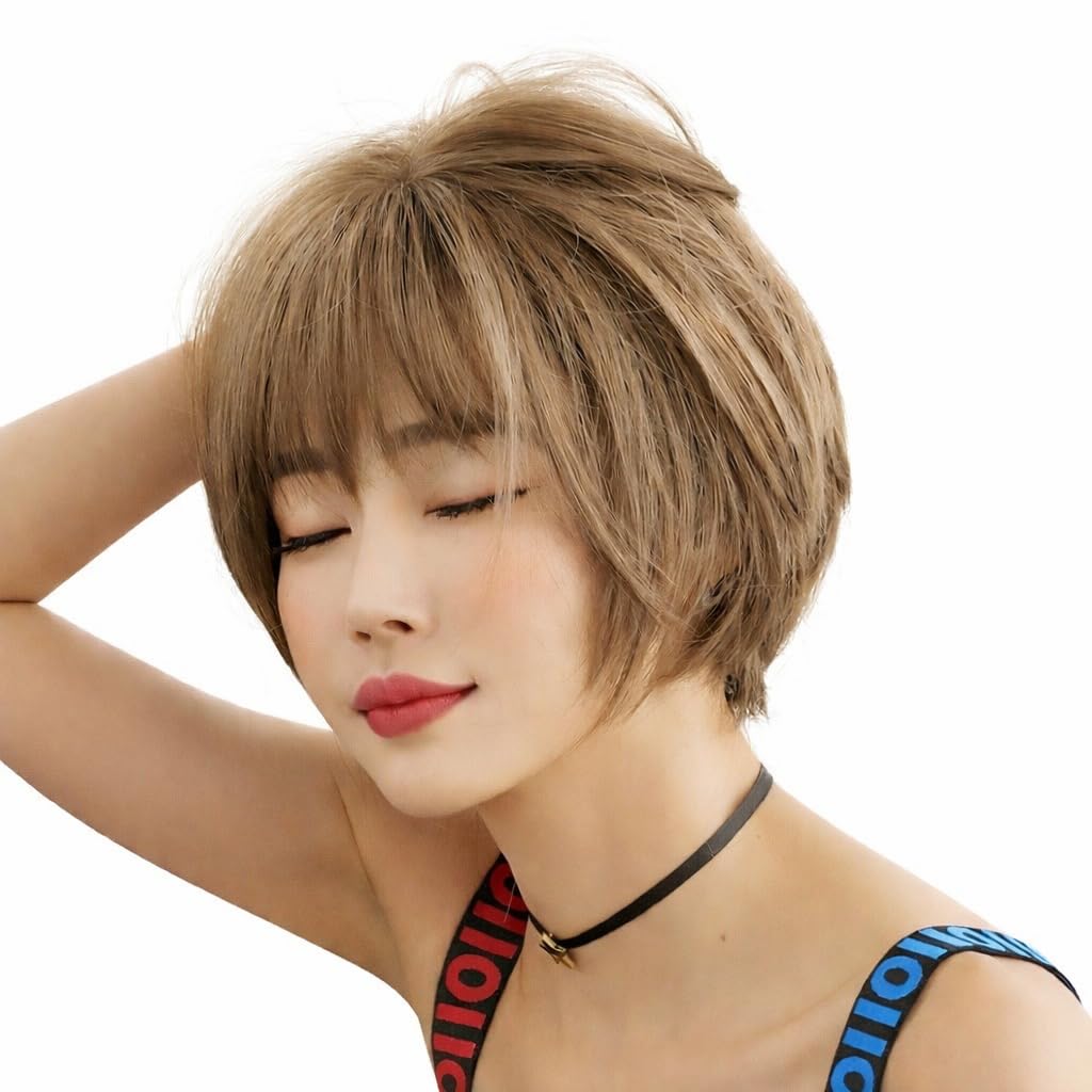 Amazon.co.jp: フルウィッグ ボブ ショート アッシュブラウン